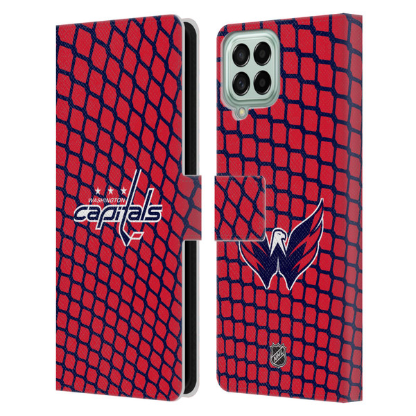 NHL Washington Capitals Net Pattern Leather Book Wallet Case Cover For Samsung Galaxy M33 (2022)