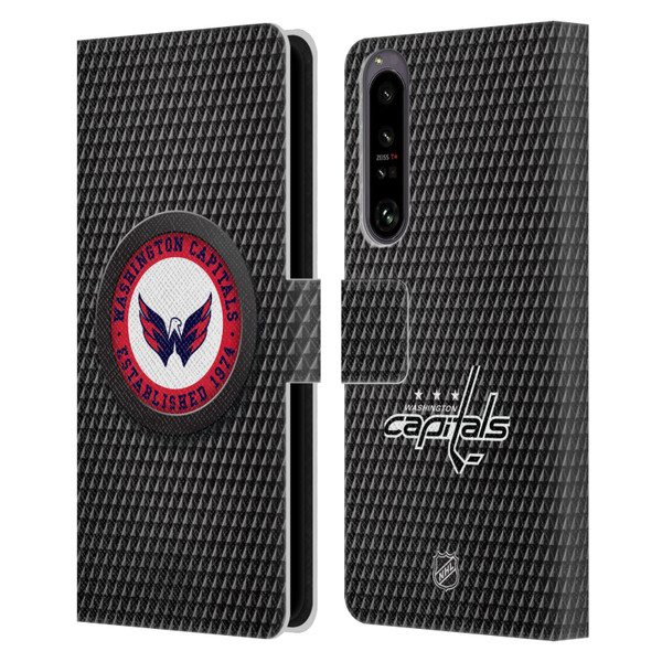 NHL Washington Capitals Puck Texture Leather Book Wallet Case Cover For Sony Xperia 1 IV