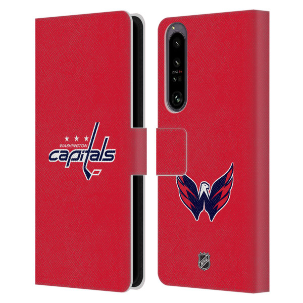 NHL Washington Capitals Plain Leather Book Wallet Case Cover For Sony Xperia 1 IV