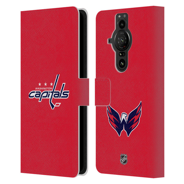 NHL Washington Capitals Plain Leather Book Wallet Case Cover For Sony Xperia Pro-I
