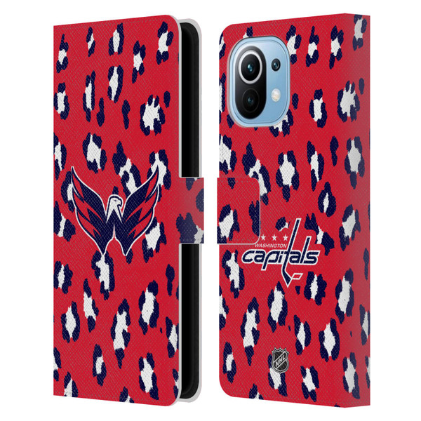 NHL Washington Capitals Leopard Patten Leather Book Wallet Case Cover For Xiaomi Mi 11