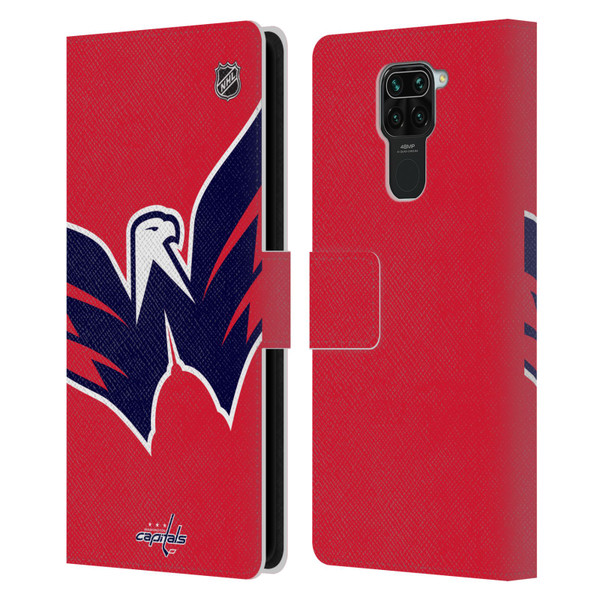 NHL Washington Capitals Oversized Leather Book Wallet Case Cover For Xiaomi Redmi Note 9 / Redmi 10X 4G