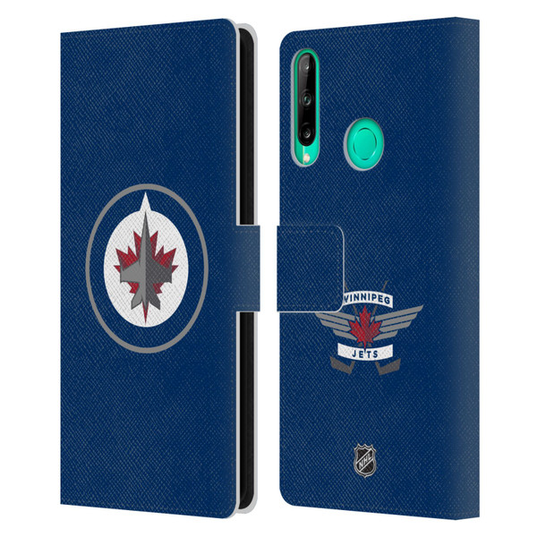NHL Winnipeg Jets Plain Leather Book Wallet Case Cover For Huawei P40 lite E