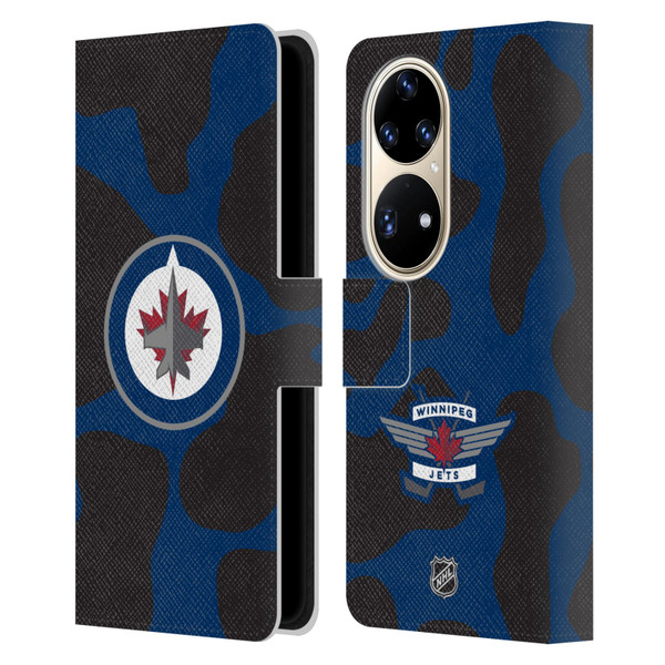 NHL Winnipeg Jets Cow Pattern Leather Book Wallet Case Cover For Huawei P50 Pro