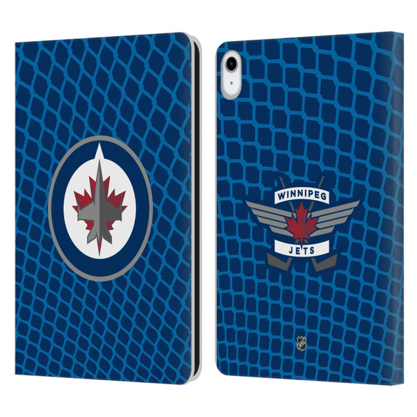 NHL Winnipeg Jets Net Pattern Leather Book Wallet Case Cover For Apple iPad 10.9 (2022)