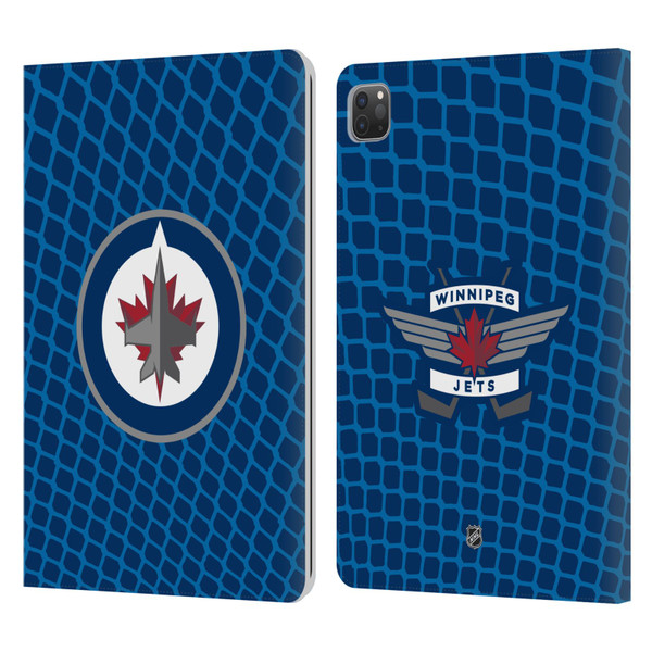 NHL Winnipeg Jets Net Pattern Leather Book Wallet Case Cover For Apple iPad Pro 11 2020 / 2021 / 2022
