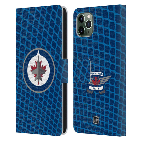 NHL Winnipeg Jets Net Pattern Leather Book Wallet Case Cover For Apple iPhone 11 Pro Max