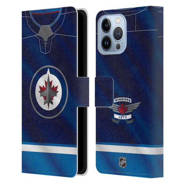 NHL Winnipeg Jets Jersey Leather Book Wallet Case Cover For Apple iPhone 13 Pro Max