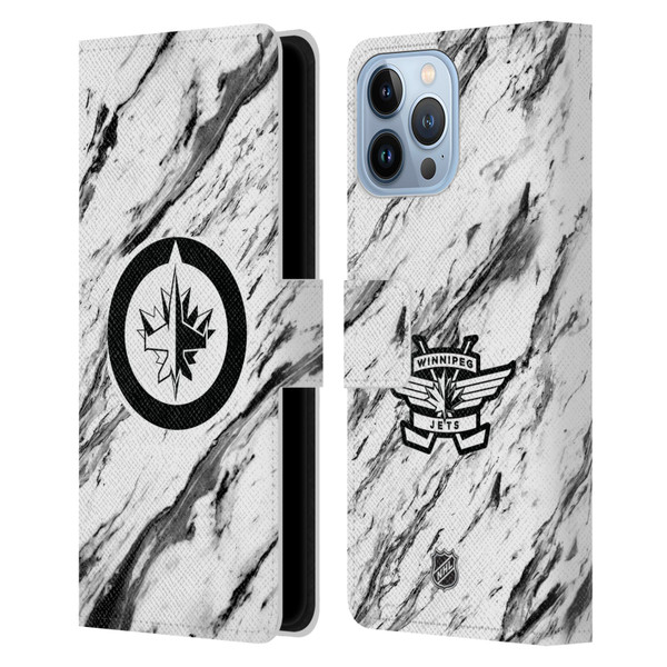 NHL Winnipeg Jets Marble Leather Book Wallet Case Cover For Apple iPhone 13 Pro Max