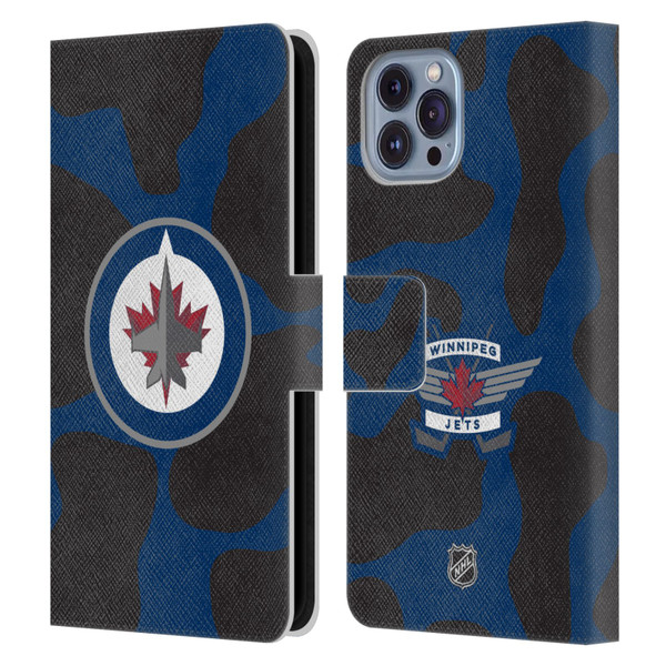 NHL Winnipeg Jets Cow Pattern Leather Book Wallet Case Cover For Apple iPhone 14