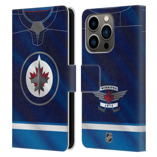NHL Winnipeg Jets Jersey Leather Book Wallet Case Cover For Apple iPhone 14 Pro