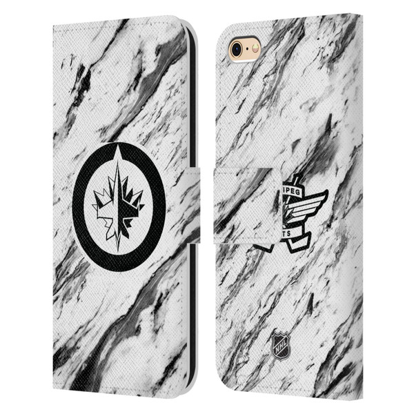 NHL Winnipeg Jets Marble Leather Book Wallet Case Cover For Apple iPhone 6 / iPhone 6s