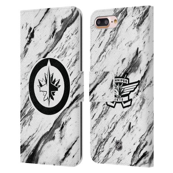 NHL Winnipeg Jets Marble Leather Book Wallet Case Cover For Apple iPhone 7 Plus / iPhone 8 Plus