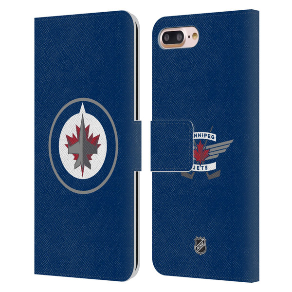 NHL Winnipeg Jets Plain Leather Book Wallet Case Cover For Apple iPhone 7 Plus / iPhone 8 Plus