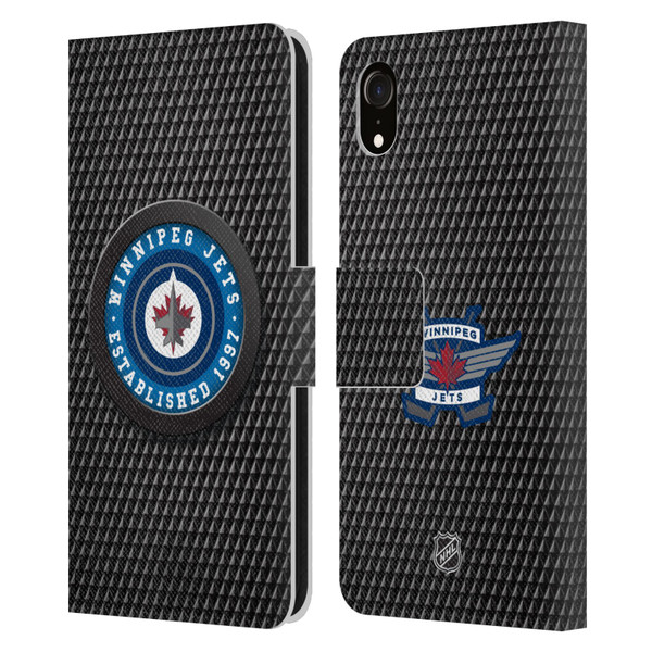 NHL Winnipeg Jets Puck Texture Leather Book Wallet Case Cover For Apple iPhone XR