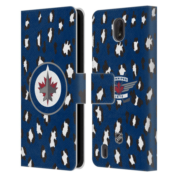 NHL Winnipeg Jets Leopard Patten Leather Book Wallet Case Cover For Nokia C01 Plus/C1 2nd Edition