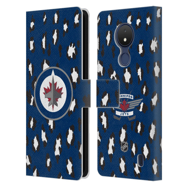 NHL Winnipeg Jets Leopard Patten Leather Book Wallet Case Cover For Nokia C21