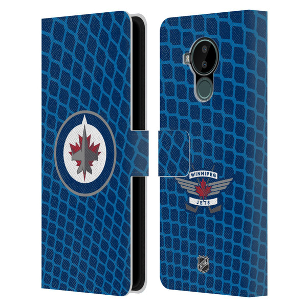 NHL Winnipeg Jets Net Pattern Leather Book Wallet Case Cover For Nokia C30