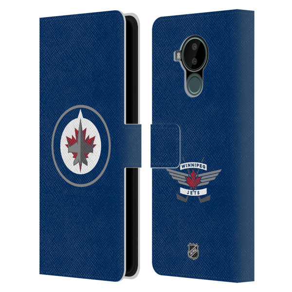 NHL Winnipeg Jets Plain Leather Book Wallet Case Cover For Nokia C30