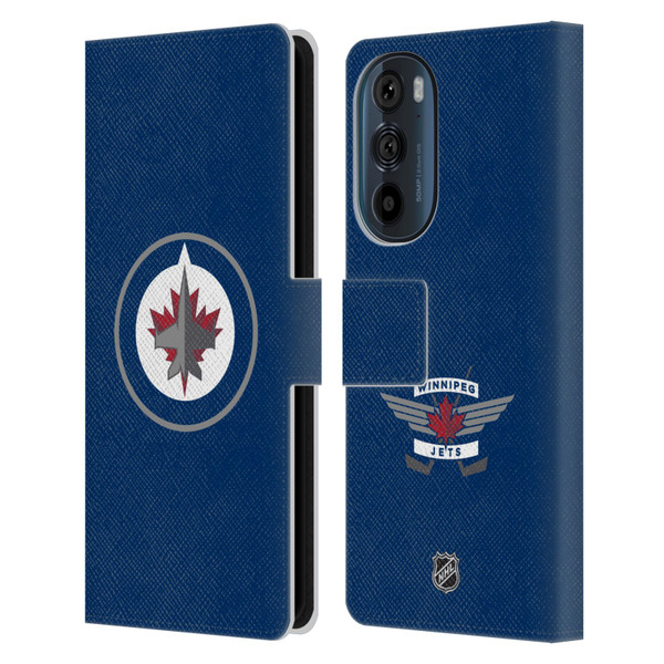 NHL Winnipeg Jets Plain Leather Book Wallet Case Cover For Motorola Edge 30