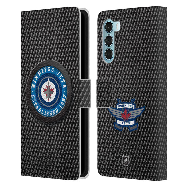 NHL Winnipeg Jets Puck Texture Leather Book Wallet Case Cover For Motorola Edge S30 / Moto G200 5G
