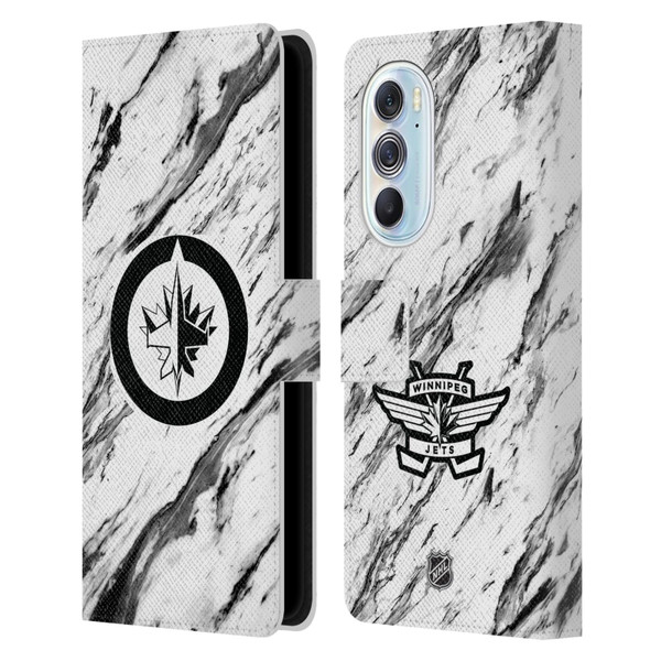 NHL Winnipeg Jets Marble Leather Book Wallet Case Cover For Motorola Edge X30