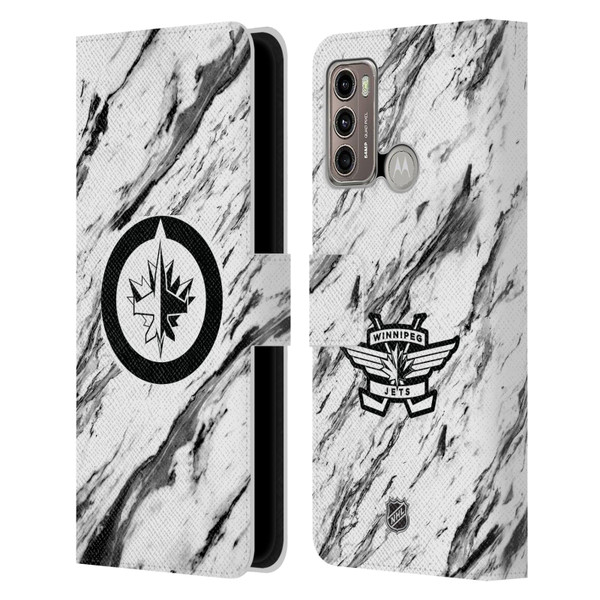 NHL Winnipeg Jets Marble Leather Book Wallet Case Cover For Motorola Moto G60 / Moto G40 Fusion