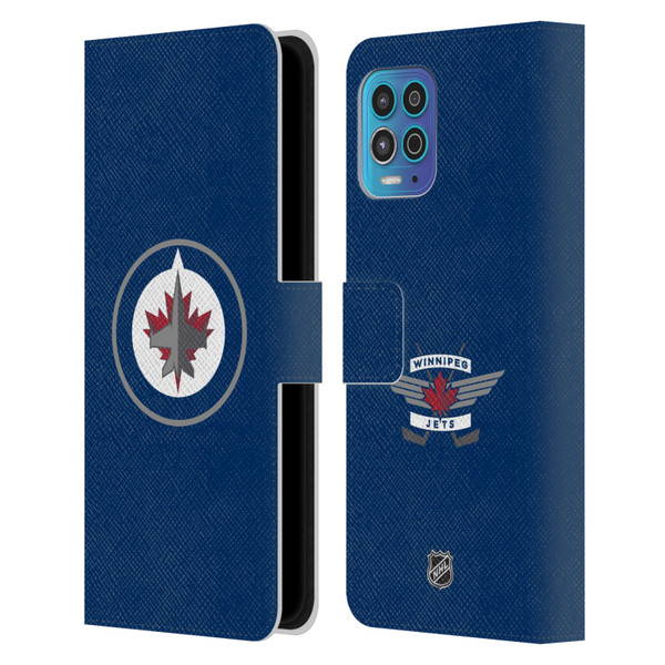 NHL Winnipeg Jets Plain Leather Book Wallet Case Cover For Motorola Moto G100