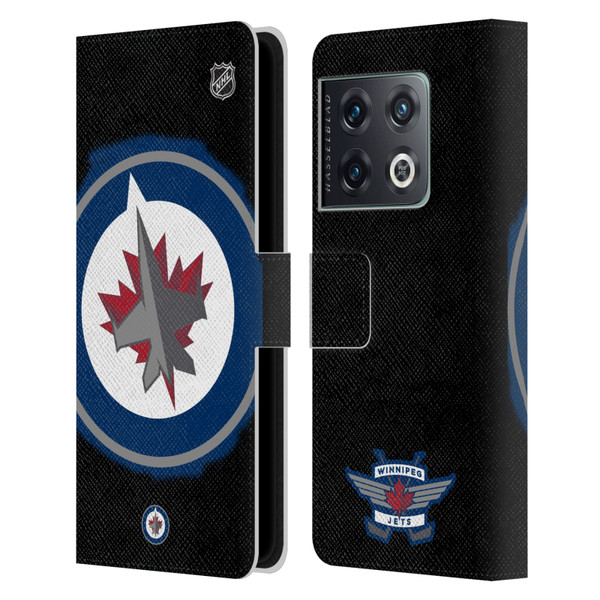 NHL Winnipeg Jets Oversized Leather Book Wallet Case Cover For OnePlus 10 Pro