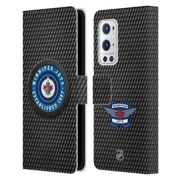 NHL Winnipeg Jets Puck Texture Leather Book Wallet Case Cover For OnePlus 9 Pro