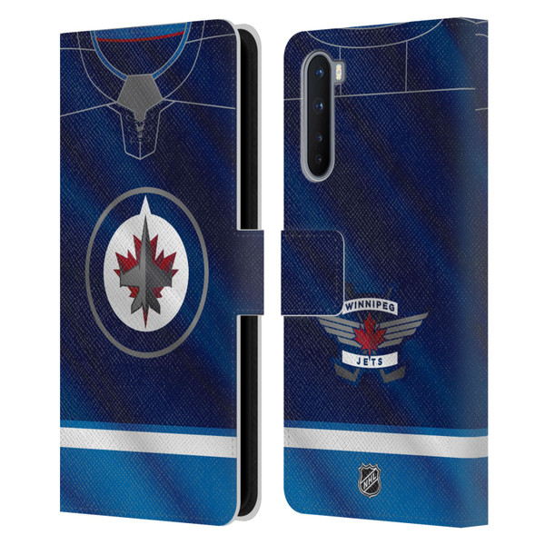 NHL Winnipeg Jets Jersey Leather Book Wallet Case Cover For OnePlus Nord 5G