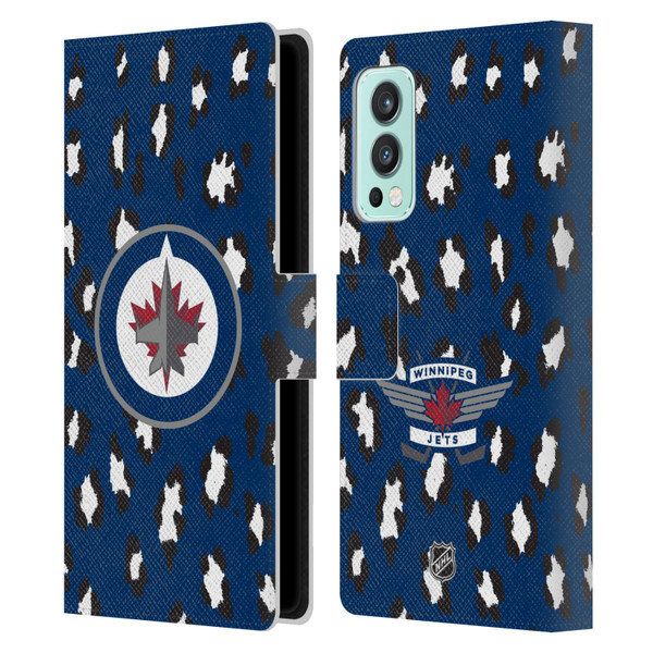 NHL Winnipeg Jets Leopard Patten Leather Book Wallet Case Cover For OnePlus Nord 2 5G