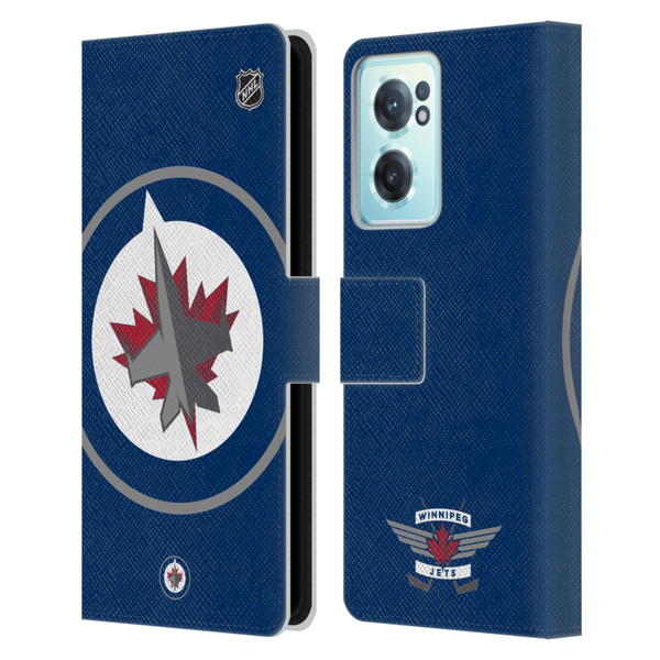 NHL Winnipeg Jets Oversized Leather Book Wallet Case Cover For OnePlus Nord CE 2 5G