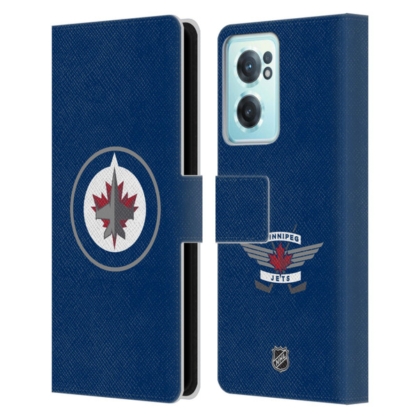 NHL Winnipeg Jets Plain Leather Book Wallet Case Cover For OnePlus Nord CE 2 5G