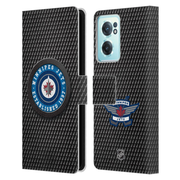 NHL Winnipeg Jets Puck Texture Leather Book Wallet Case Cover For OnePlus Nord CE 2 5G