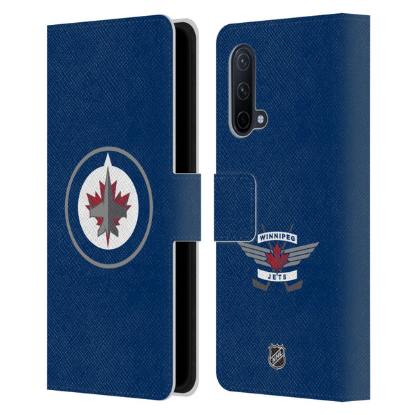 NHL Winnipeg Jets Plain Leather Book Wallet Case Cover For OnePlus Nord CE 5G