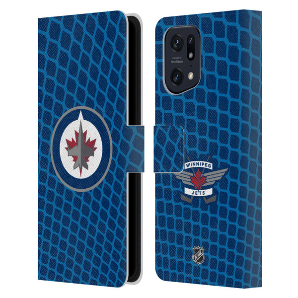 NHL Winnipeg Jets Net Pattern Leather Book Wallet Case Cover For OPPO Find X5