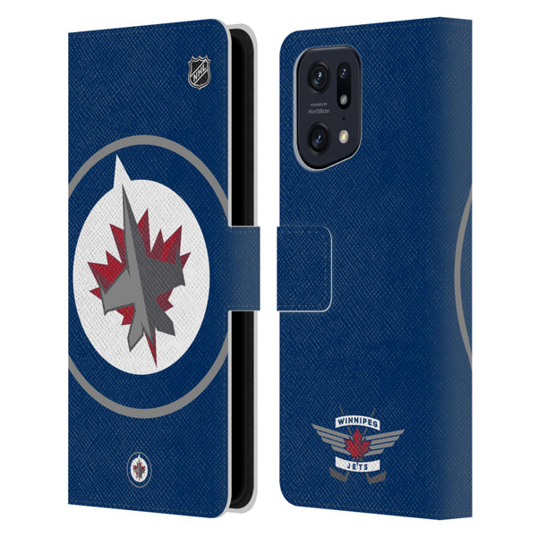 NHL Winnipeg Jets Oversized Leather Book Wallet Case Cover For OPPO Find X5