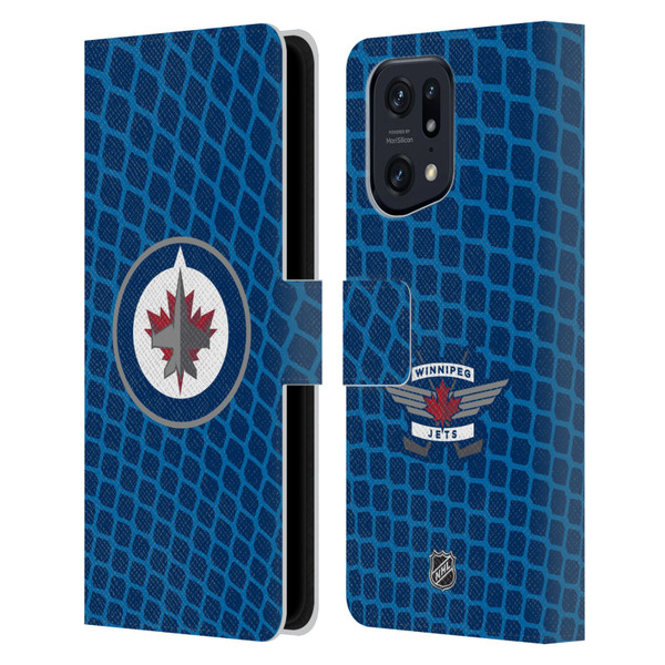 NHL Winnipeg Jets Net Pattern Leather Book Wallet Case Cover For OPPO Find X5 Pro