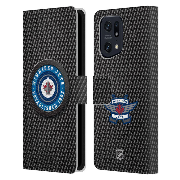 NHL Winnipeg Jets Puck Texture Leather Book Wallet Case Cover For OPPO Find X5 Pro