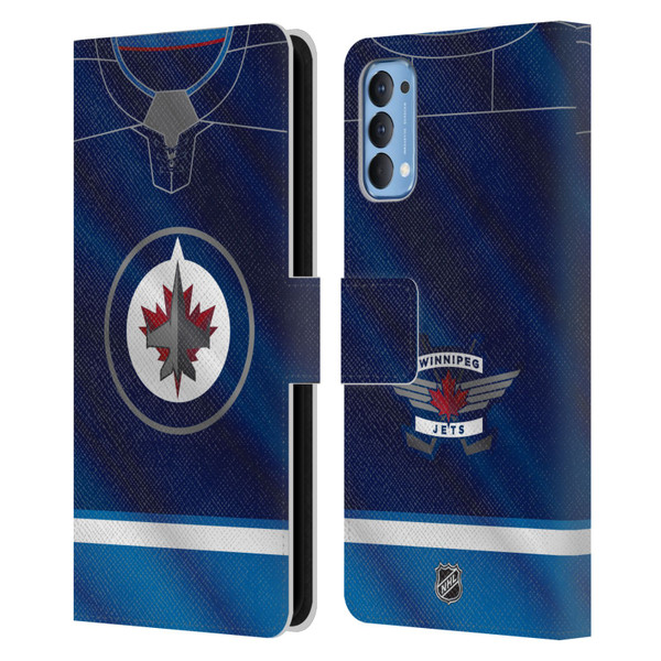 NHL Winnipeg Jets Jersey Leather Book Wallet Case Cover For OPPO Reno 4 5G