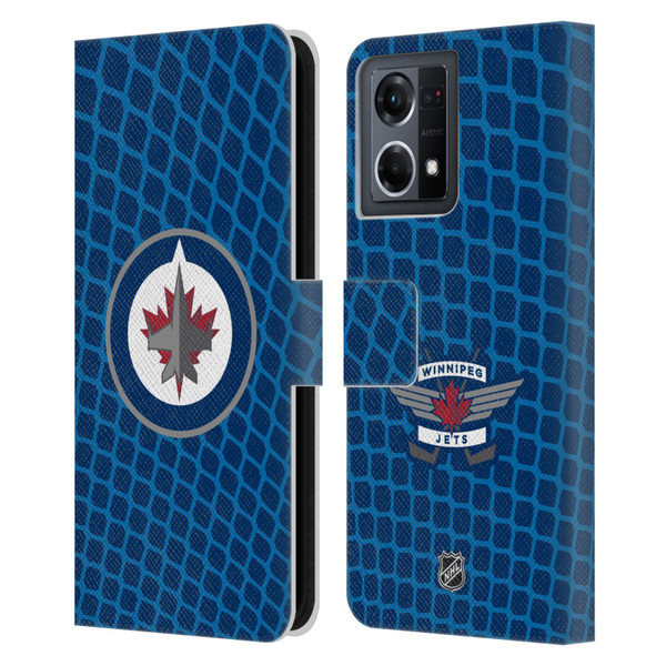 NHL Winnipeg Jets Net Pattern Leather Book Wallet Case Cover For OPPO Reno8 4G