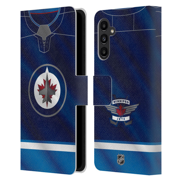 NHL Winnipeg Jets Jersey Leather Book Wallet Case Cover For Samsung Galaxy A13 5G (2021)