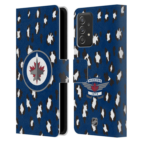 NHL Winnipeg Jets Leopard Patten Leather Book Wallet Case Cover For Samsung Galaxy A52 / A52s / 5G (2021)