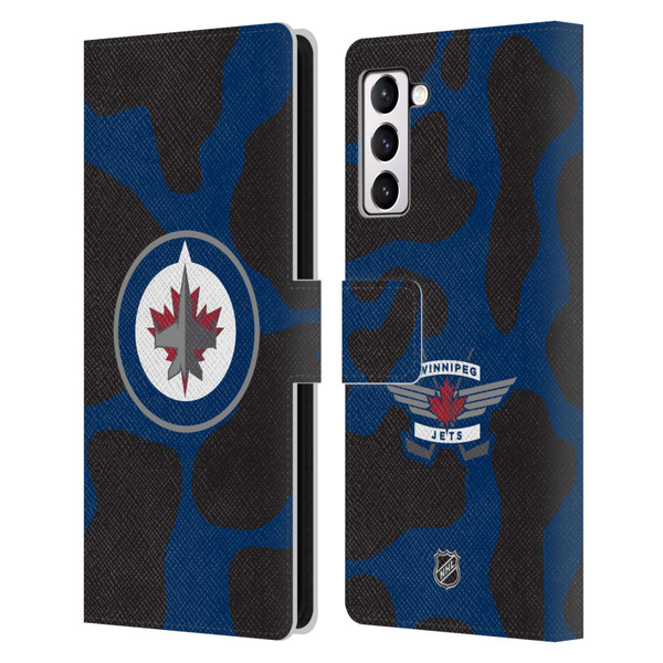 NHL Winnipeg Jets Cow Pattern Leather Book Wallet Case Cover For Samsung Galaxy S21+ 5G