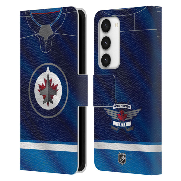 NHL Winnipeg Jets Jersey Leather Book Wallet Case Cover For Samsung Galaxy S23 5G