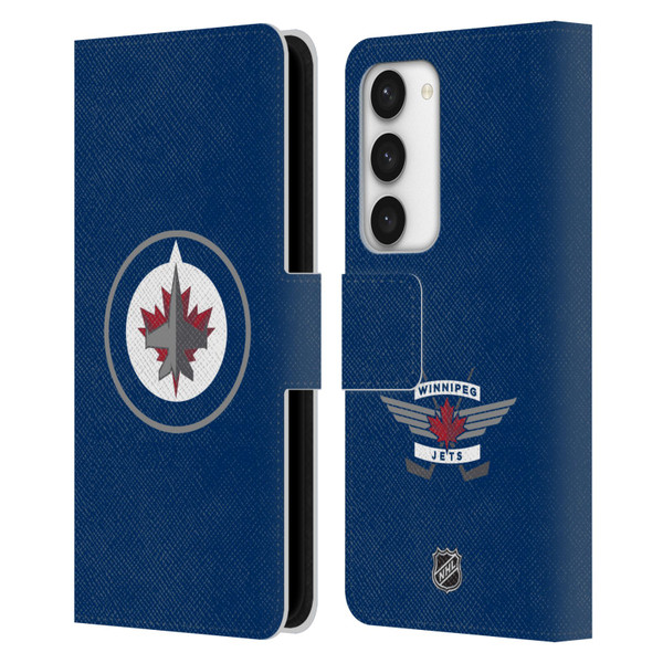 NHL Winnipeg Jets Plain Leather Book Wallet Case Cover For Samsung Galaxy S23 5G