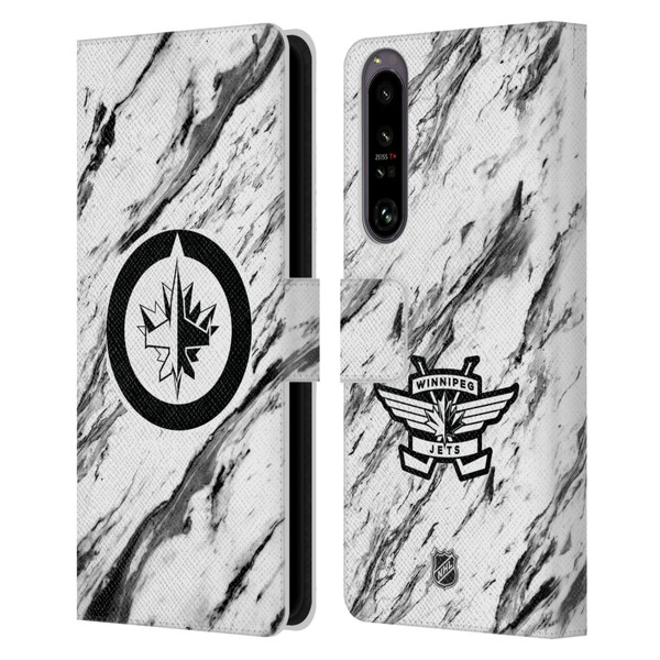 NHL Winnipeg Jets Marble Leather Book Wallet Case Cover For Sony Xperia 1 IV