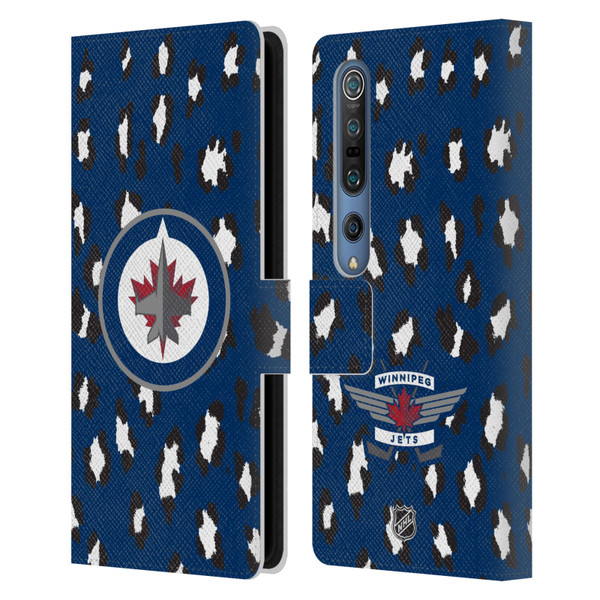 NHL Winnipeg Jets Leopard Patten Leather Book Wallet Case Cover For Xiaomi Mi 10 5G / Mi 10 Pro 5G