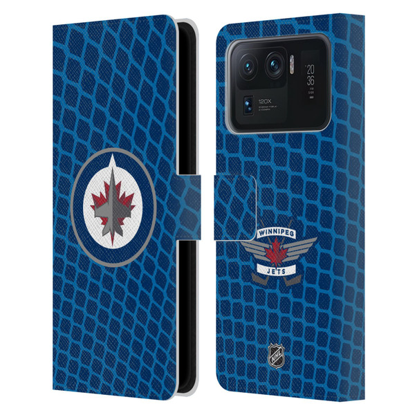 NHL Winnipeg Jets Net Pattern Leather Book Wallet Case Cover For Xiaomi Mi 11 Ultra